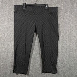 Jesse & J Womens Black Polka Dot Cropped Pull On Stretch Pants Plus Size 3XL